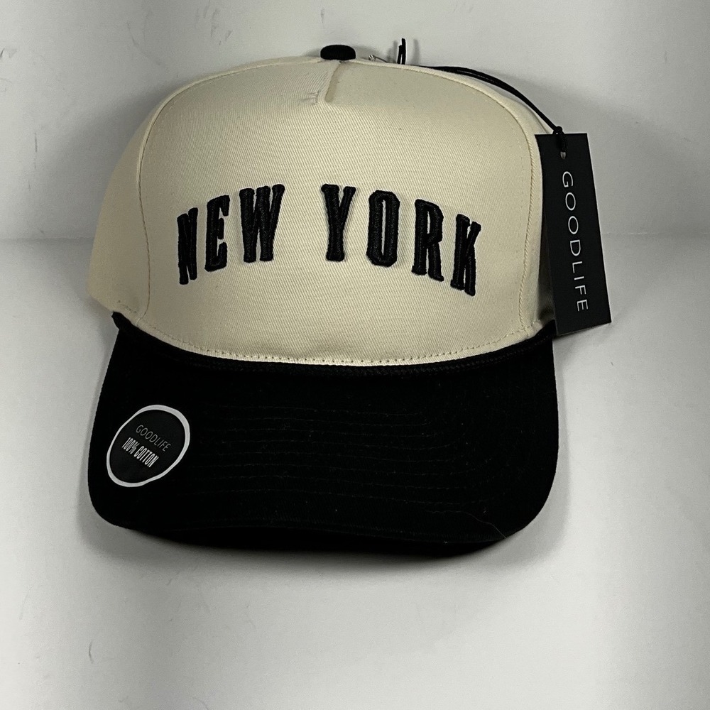 Goodlife New York Snapback Hat Cream Black Cotton Embroidered Est 1624 Cap NWT